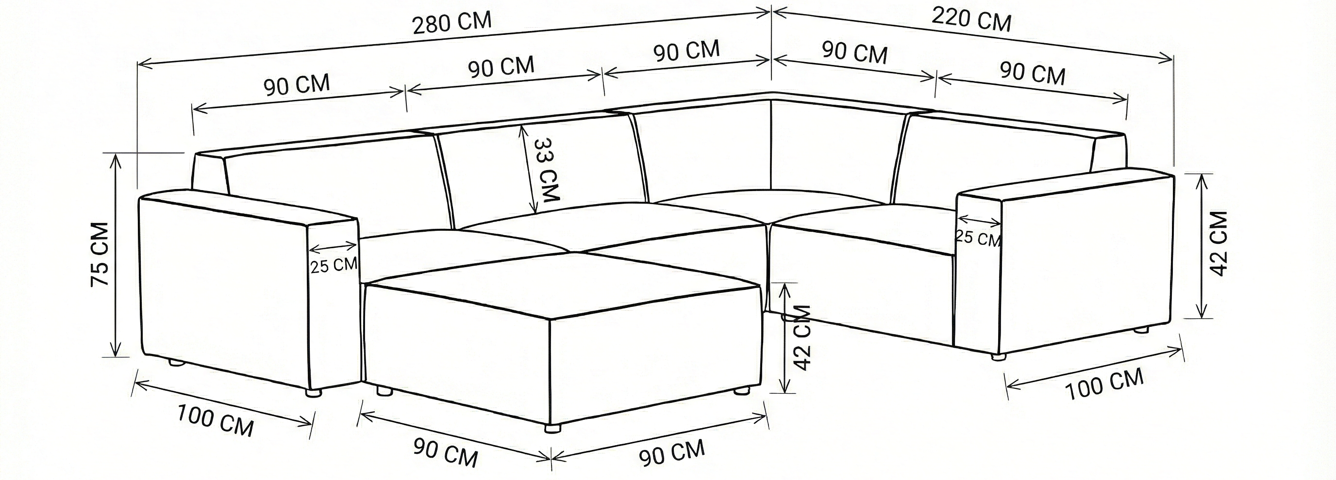 Rovon Köşe Koltuk Teknik Ölçüler
