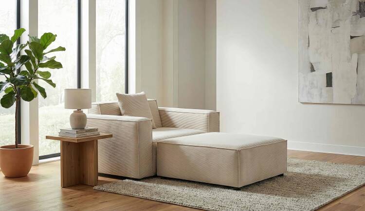 Asana Tekli ve Puf - Fitilli Kadife (1)