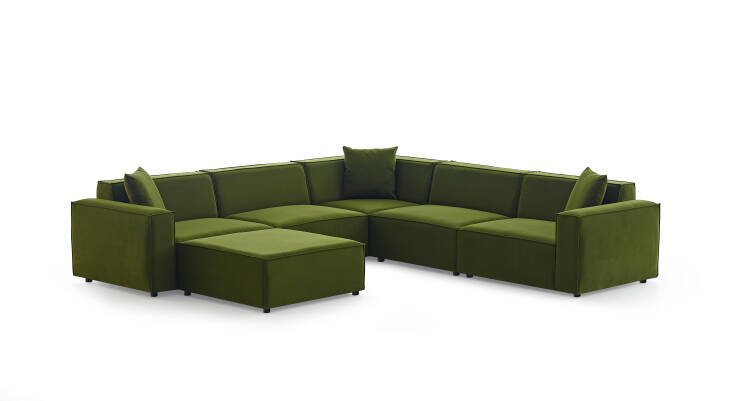 Asana 4 Tekli Köşe ve Puf - Kadife