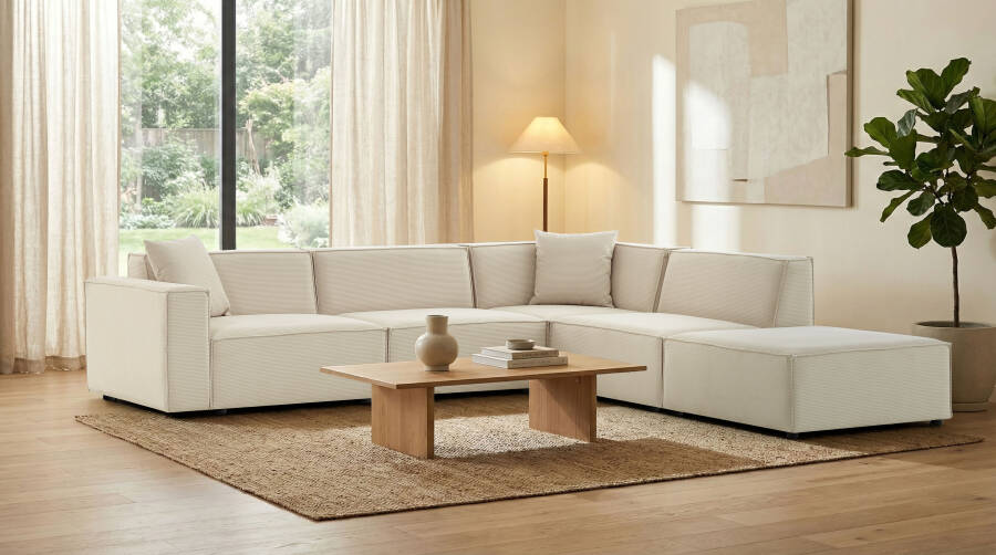 Asana 3 Tekli Köşe ve Puf - Fitilli Kadife - 2