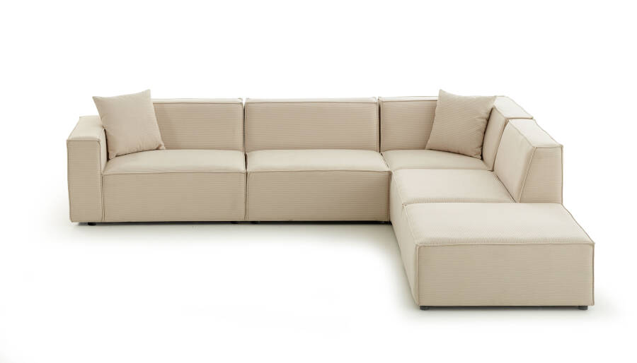 Asana 3 Tekli Köşe ve Puf - Fitilli Kadife - 3