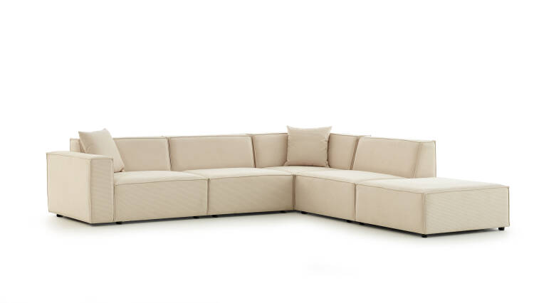 Asana 3 Tekli Köşe ve Puf - Fitilli Kadife