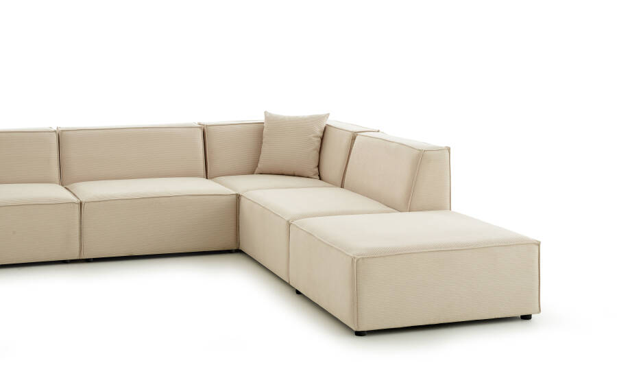 Asana 3 Tekli Köşe ve Puf - Fitilli Kadife - 4