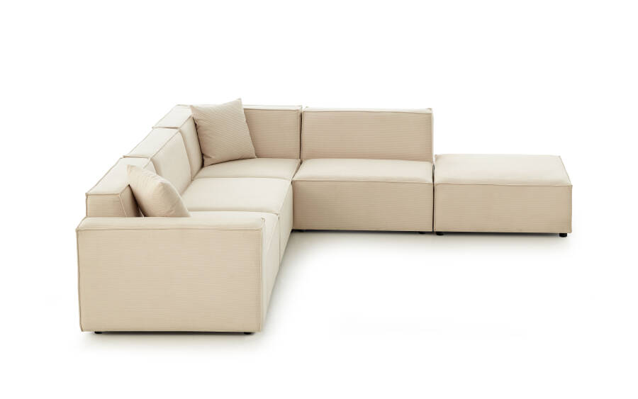 Asana 3 Tekli Köşe ve Puf - Fitilli Kadife - 5