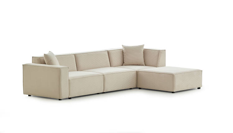 Asana 3 Tekli ve Puf - Fitilli Kadife