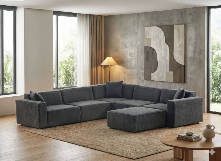 Asana 4 Tekli Köşe ve Puf - Bukle (1)