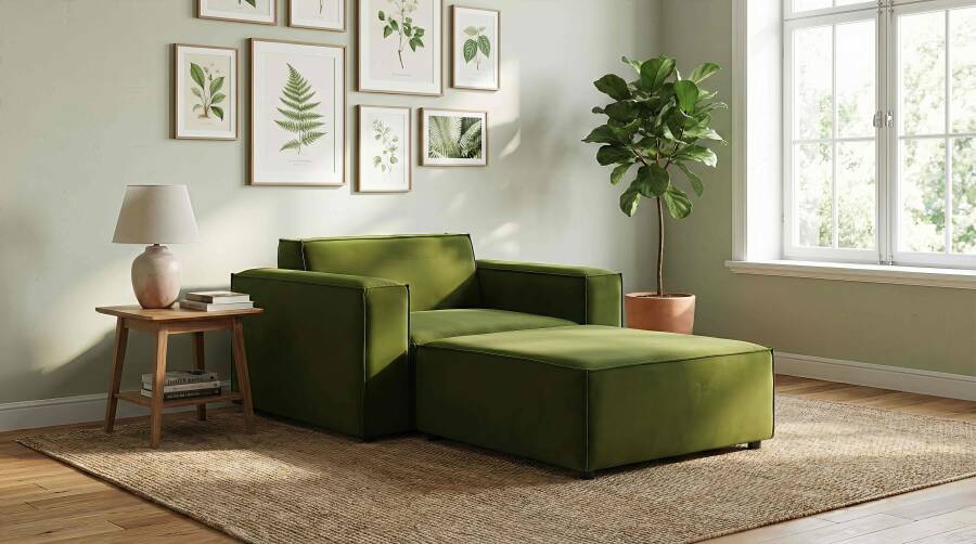 Asana Tekli ve Puf - Kadife - 2