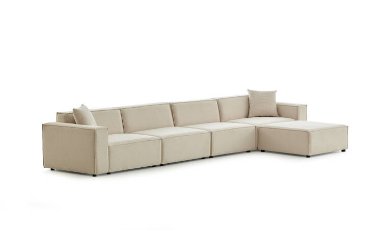 Asana 4 Tekli ve Puf - Fitilli Kadife