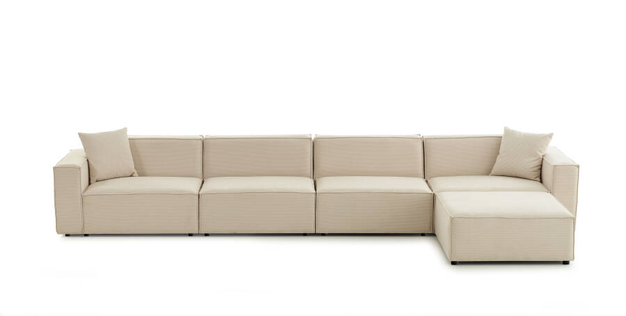 Asana 4 Tekli ve Puf - Fitilli Kadife - 5