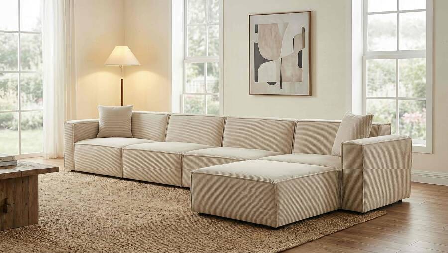 Asana 4 Tekli ve Puf - Fitilli Kadife - 2