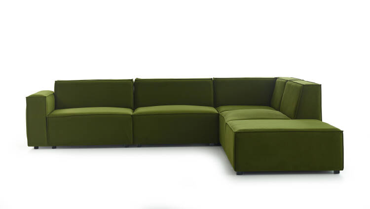 Asana 3 Tekli Köşe ve Puf - Kadife - 3