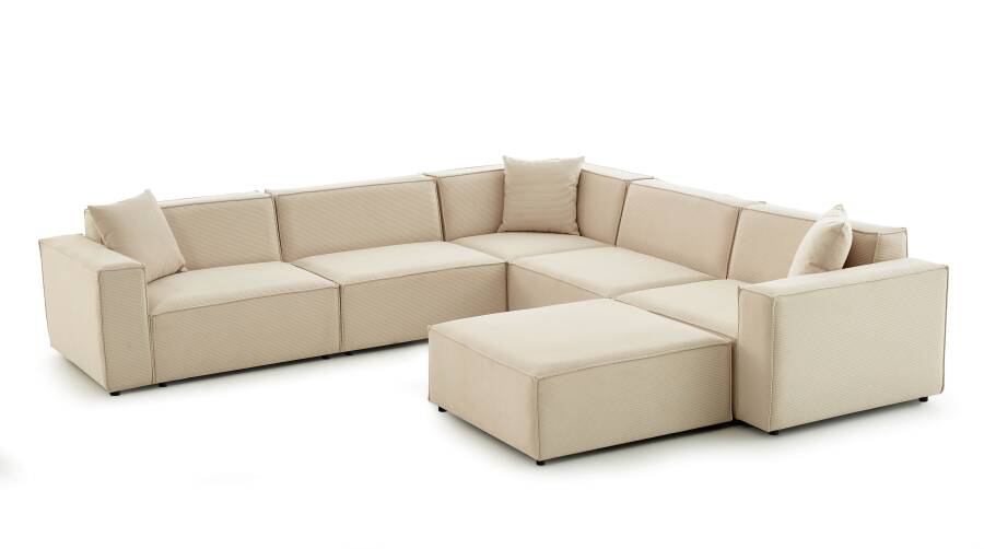 Asana 4 Tekli Köşe ve Puf - Fitilli Kadife - 3