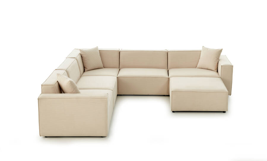 Asana 4 Tekli Köşe ve Puf - Fitilli Kadife - 5