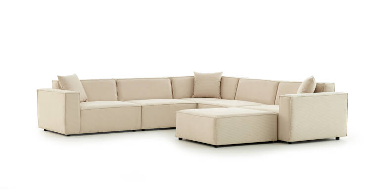 Asana 4 Tekli Köşe ve Puf - Fitilli Kadife