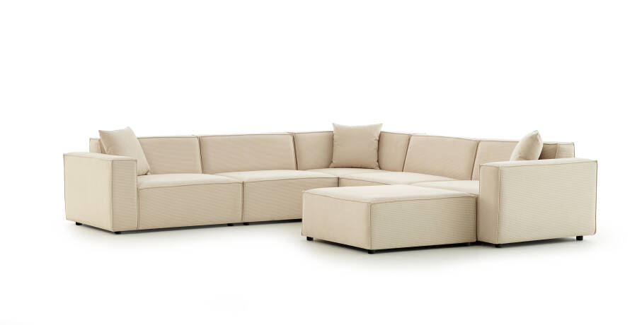 Asana 4 Tekli Köşe ve Puf - Fitilli Kadife - 1